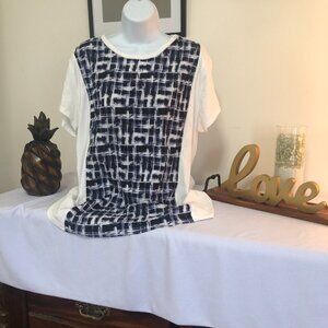 📢Simply Vera Vera Wang XL Knit Top with Abstract Purple and Navy